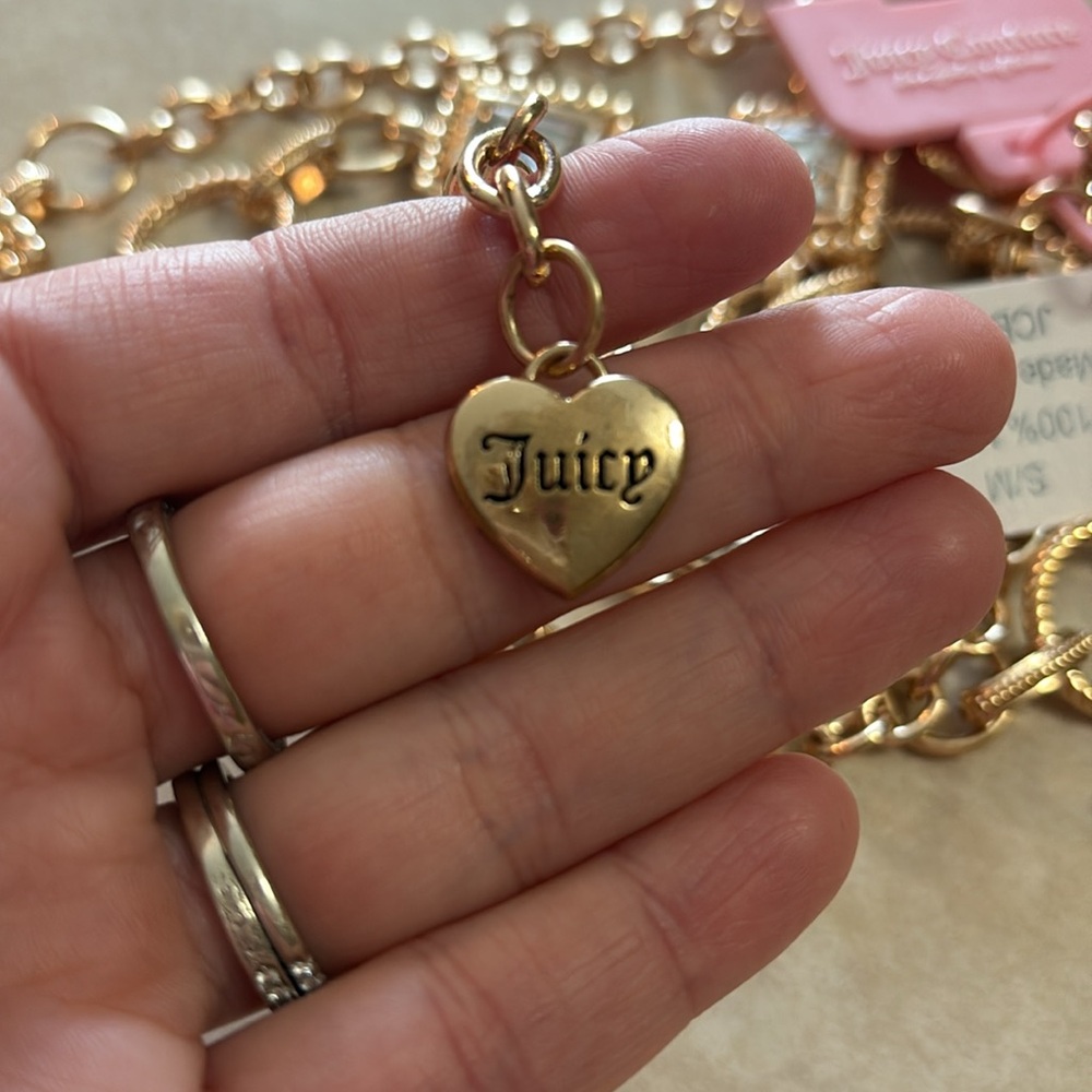NWT Juicy Couture Gold Metal Chain Belt With Jewel Design and Heart SZ: S/M - Picture 8 of 8